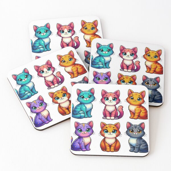 Item preview, cute funny cat pattern with colorful sweet cats,aesthetic cat art,funny cat,Cat Lover,cute cat,cat pattern designed and sold by Expressions-Sel.