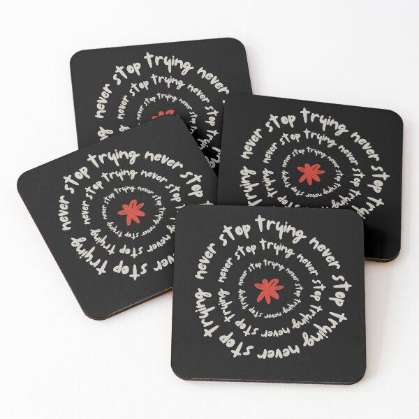 Item preview, Never Stop Trying – Spiral Motivation Quote with Minimal Flower designed and sold by CosmoMerchStore.