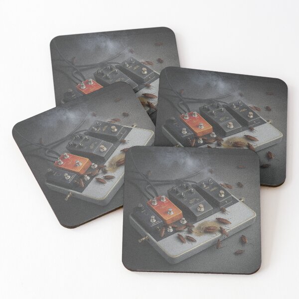Item preview, Pedalboard with Cockroaches – Dark Guitar Art designed and sold by WykroMerch.