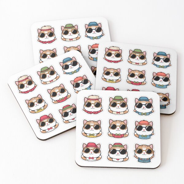 Item preview, cute funny cat pattern funny cat stickers with sunglasses,aesthetic cat art,funny cat,Cat Lover,cute cat,cat pattern designed and sold by Expressions-Sel.