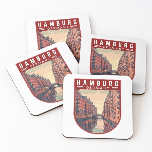 Item preview, Hamburg in Germany Retro Travel Art Badge designed and sold by MaateoDesign.