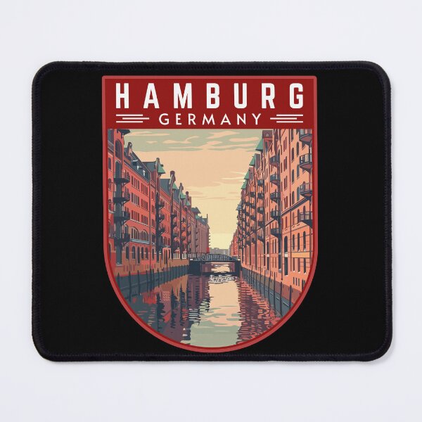 Item preview, Hamburg in Germany Retro Travel Art Badge designed and sold by MaateoDesign.