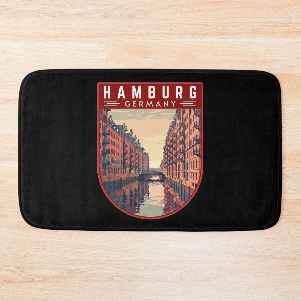 Item preview, Hamburg in Germany Retro Travel Art Badge designed and sold by MaateoDesign.