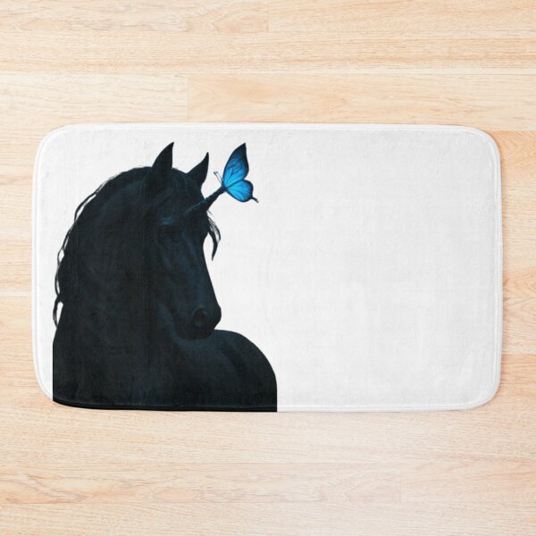 Item preview, black unicorn with blue butterfly designed and sold by KrazyArtStyle.