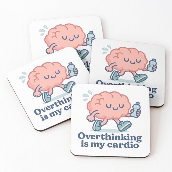 Item preview, Overthinking Is My Cardio – Kawaii Brain Workout Pun designed and sold by DesignedAnyway.