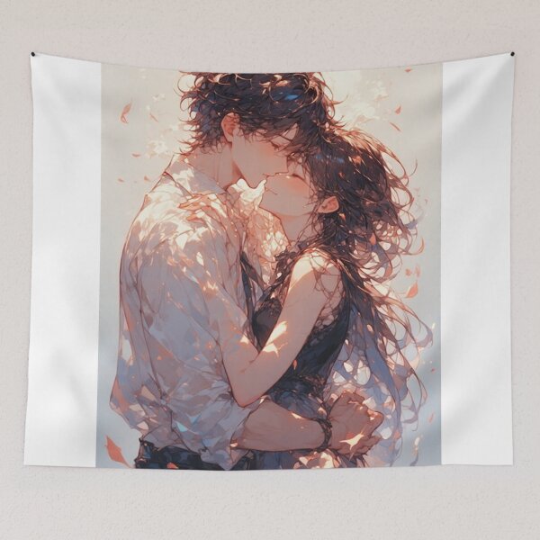 Item preview, "Whispers of Love – Romantic Anime Couple" designed and sold by NegarTv Designs.