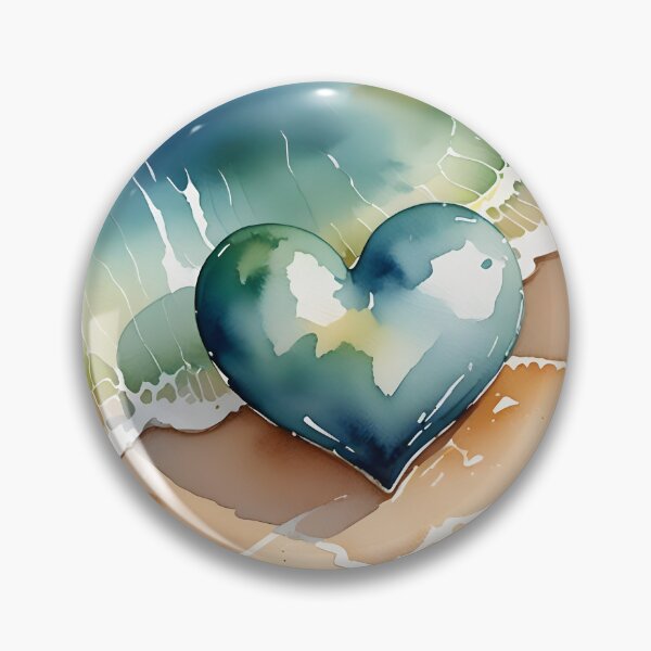 Item preview, Watercolor heart graphic on the beach designed and sold by Marcu Ioachim.
