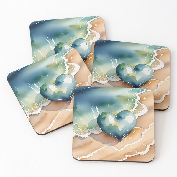 Item preview, Watercolor heart graphic on the beach designed and sold by Marcu Ioachim.