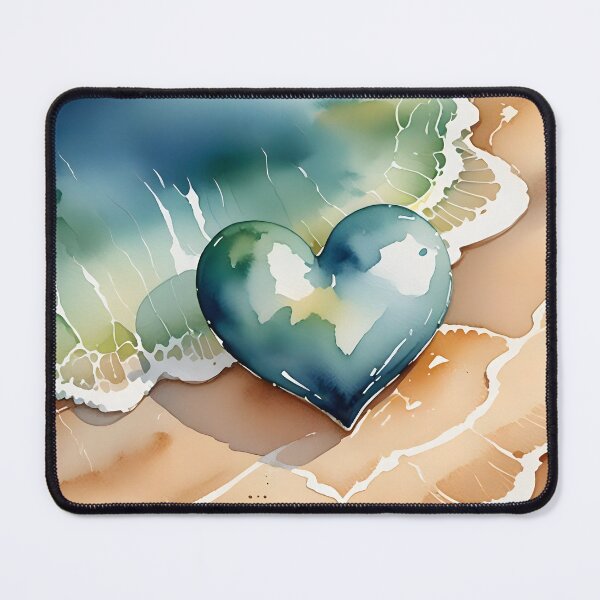 Item preview, Watercolor heart graphic on the beach designed and sold by Marcu Ioachim.