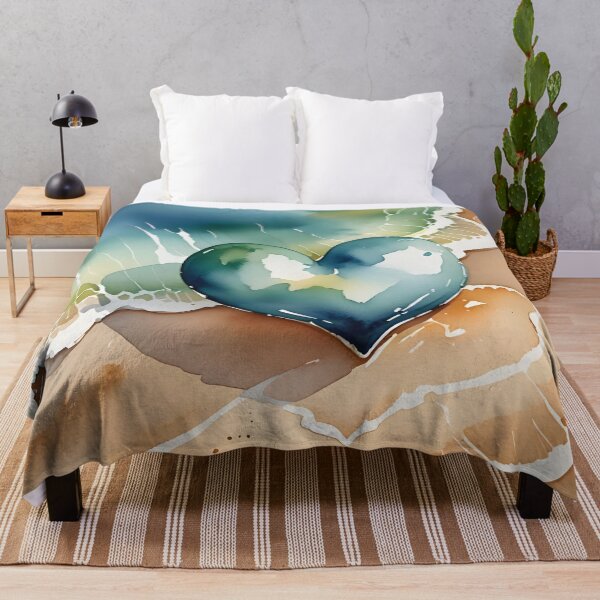 Item preview, Watercolor heart graphic on the beach designed and sold by Marcu Ioachim.