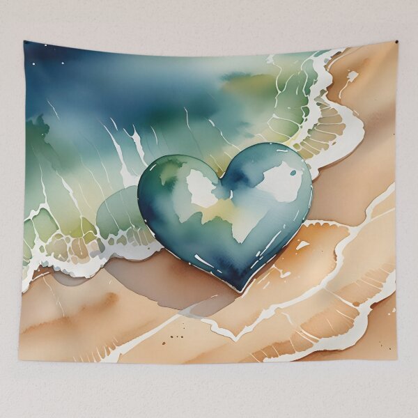 Item preview, Watercolor heart graphic on the beach designed and sold by Marcu Ioachim.