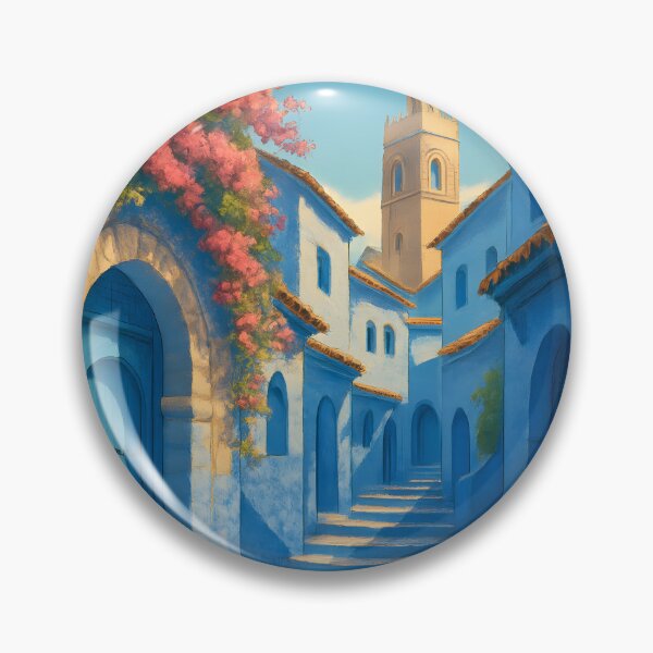 Item preview, Art Deco Chefchaouen Morocco Travel Poster – Blue Medina in Spring Light designed and sold by Cosmopolis.