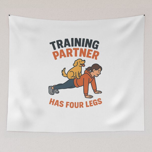 Item preview, Training Partner Has Four Legs – Funny Dog Workout T-Shirt designed and sold by SnB-Design.