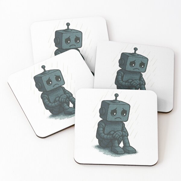 Item preview, Lonely Robot in the Rain – Emotional Cartoon designed and sold by B-M-Store.