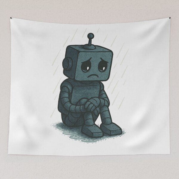 Item preview, Lonely Robot in the Rain – Emotional Cartoon designed and sold by B-M-Store.