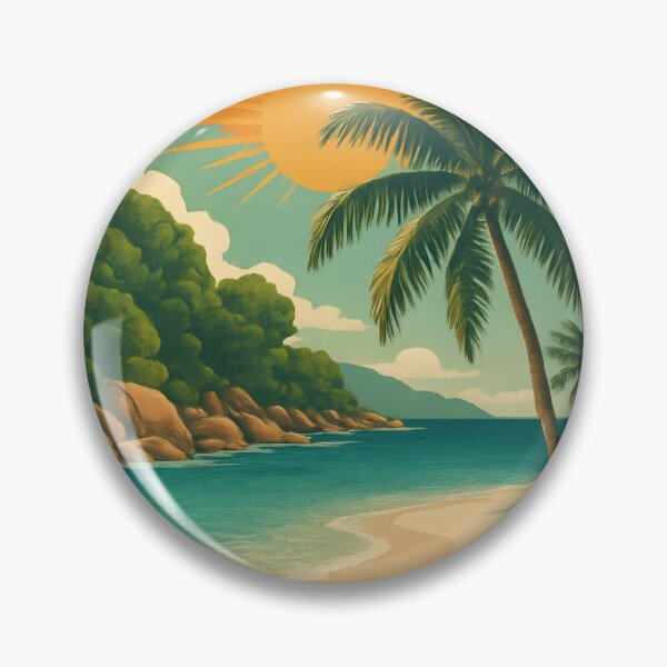 Item preview, Vintage Art Deco Seychelles Beach Scene – Anse Lazio, Praslin Island designed and sold by Cosmopolis.