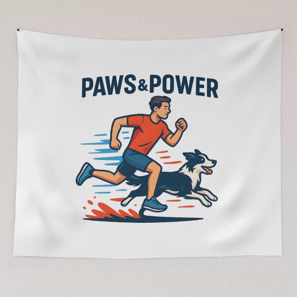 Item preview, Paws & Power – Running Man and Dog Fitness T-Shirt designed and sold by SnB-Design.