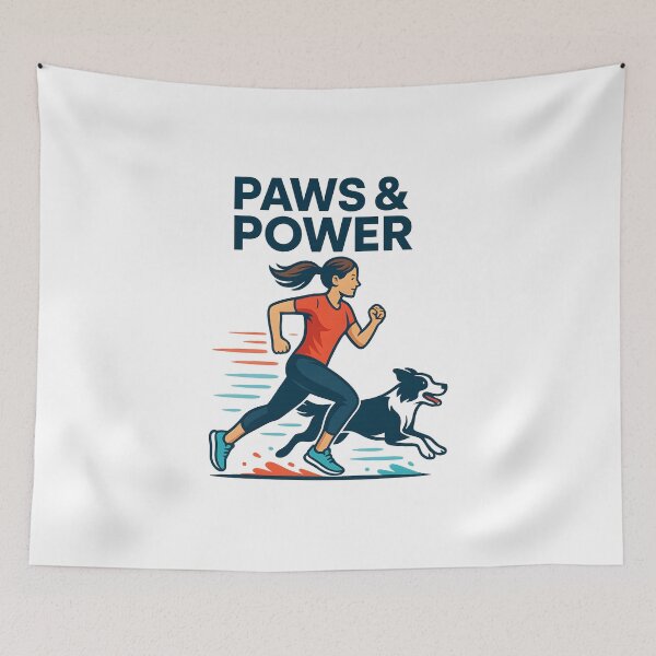 Item preview, Paws & Power – Running Woman and Dog Fitness T-Shirt designed and sold by SnB-Design.