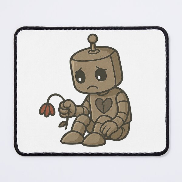 Item preview, Heartbroken Robot with Wilted Flower – Sad Love AI Illustration designed and sold by B-M-Store.