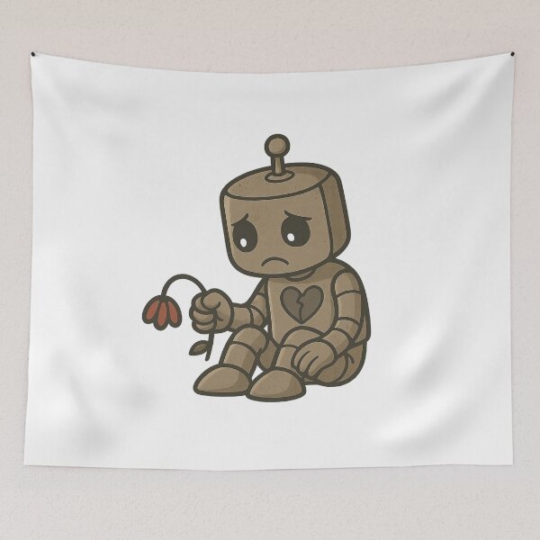 Item preview, Heartbroken Robot with Wilted Flower – Sad Love AI Illustration designed and sold by B-M-Store.