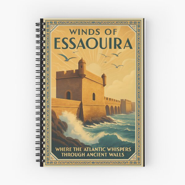 Item preview, Essaouira Morocco Art Deco Travel Scene with Skala Ramparts & Ocean designed and sold by Cosmopolis.