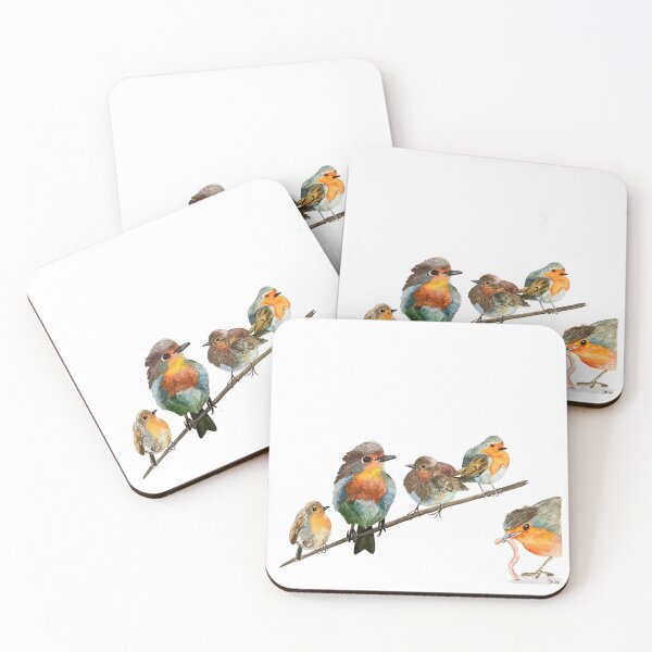 Item preview, Robins on white background  designed and sold by PumpkinStudioPL.