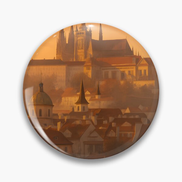 Item preview, Prague Castle at Sunset – Vintage Art Deco Czech Republic Travel Scene designed and sold by Cosmopolis.