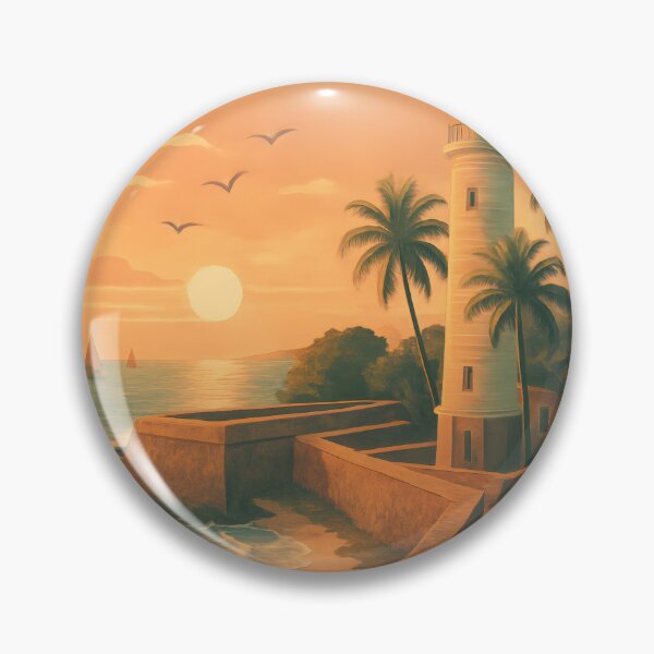 Item preview, Sunset Over Galle Fort Sri Lanka – Vintage Art Deco Coastal Scene designed and sold by Cosmopolis.