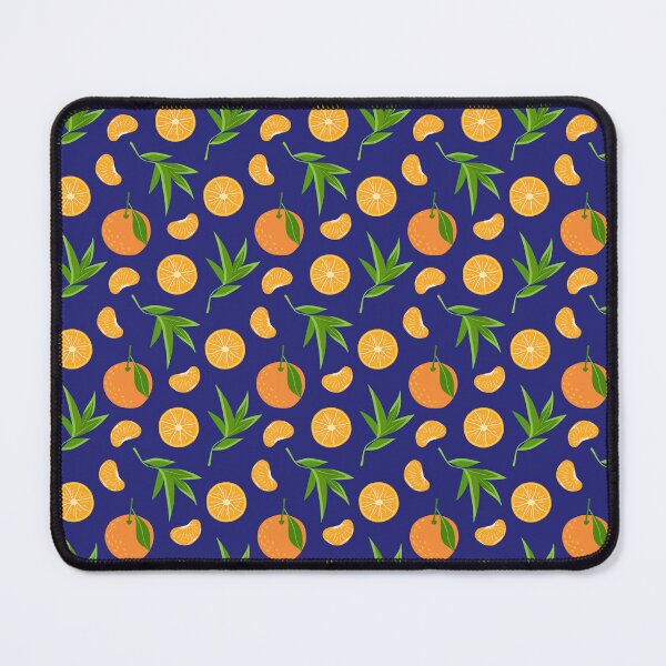 Item preview, Seamless vector pattern with tangerines, leaves and mandarin slices, citrus fruits on a dark blue background. designed and sold by OlhaBondarenko.
