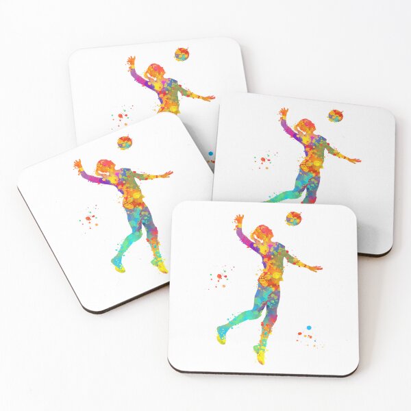 Item preview, Colorful Abstract Watercolor Volleyball Player Girl Silhouette Design designed and sold by MindWind.