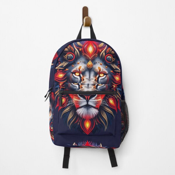 Item preview, Sacred Fire-Eyed Lion – Cosmic Mandala Beast with Chakra Flames designed and sold by SnarkyTextStudiO.