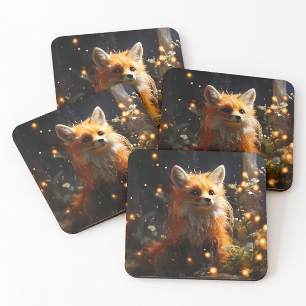 Item preview, Fox Cub in Magical Fire Fly Forest designed and sold by FoxTreeDesign.