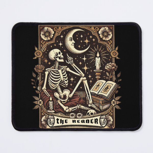 Item preview, The Reader – Vintage Skeleton Halloween Shirt for Bookworms and Book Lovers designed and sold by LessIsLoud.