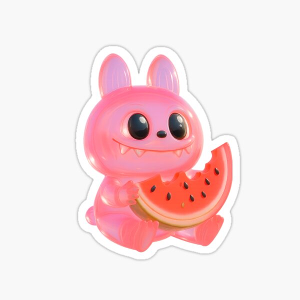 Artikel-Vorschau von Glitzerndes transparentes lila Labubu-Monster mit Wassermelone – Niedliches Fantasy-Kreaturen-Design, designt und verkauft von Ramona-Gliga.