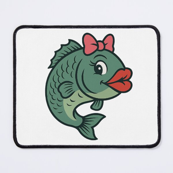 Item preview, Mrs. Fish with big red lips and pink bow designed and sold by Hook'n'Bait.