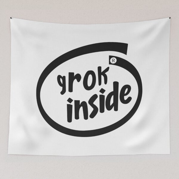 Item preview, "Grok Inside" Tesla Sticker - AI-Powered Parody Decal (Black) designed and sold by Philosophy Factory.