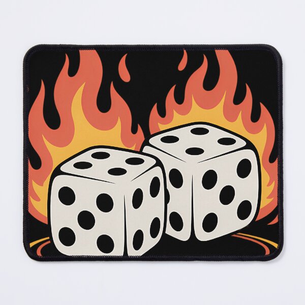 Item preview, On Fire Vintage Flaming Dice Tattoo Photoroom designed and sold by WalshDrawnLaugh.