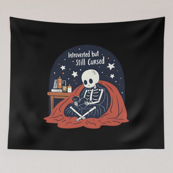 Item preview, Introverted but Still Cursed – Cute Gothic Skeleton Design designed and sold by Obsi-dian Bones.