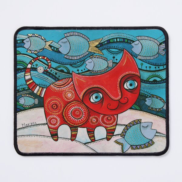 Item preview, Red cat and sleeping fish designed and sold by ZyabraArt.