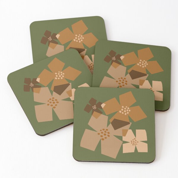 Item preview, Flower Geometric Abstract Shapes 1 in Brown Beige Olive Green designed and sold by nineFlorals.