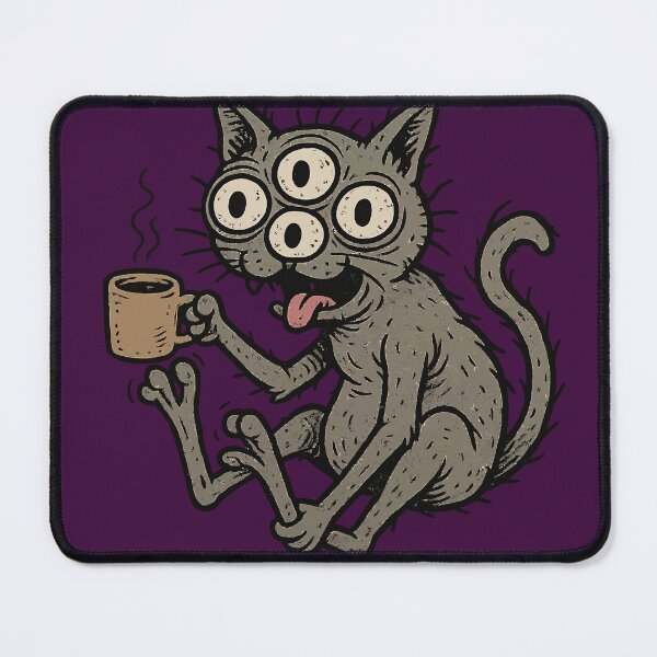 Item preview, Five-Eyed Cat Drinking Coffee with Feet designed and sold by xmoudx.