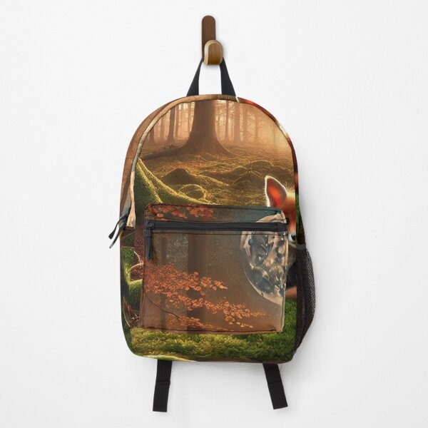 Item preview, Young fox lies comfortably on a moss-covered forest floor designed and sold by MADandSANE-MArt.