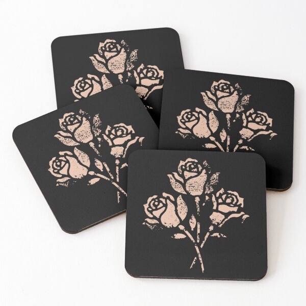 Item preview, Pastel Pink Black Goth Grunge Stamped Roses Flowers designed and sold by TackyTime.