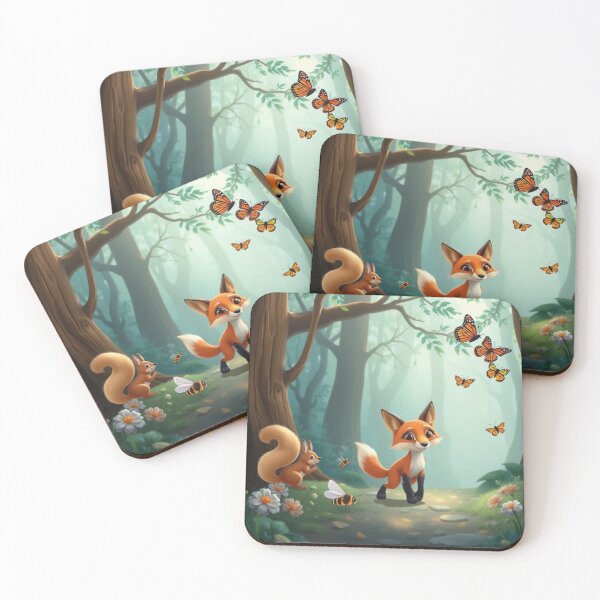 Item preview, Young fox and the butterflies designed and sold by MADandSANE-MArt.