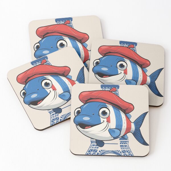 Item preview, French Flag Fish – Patriotic Cartoon with Red Beret designed and sold by DariaCraft.