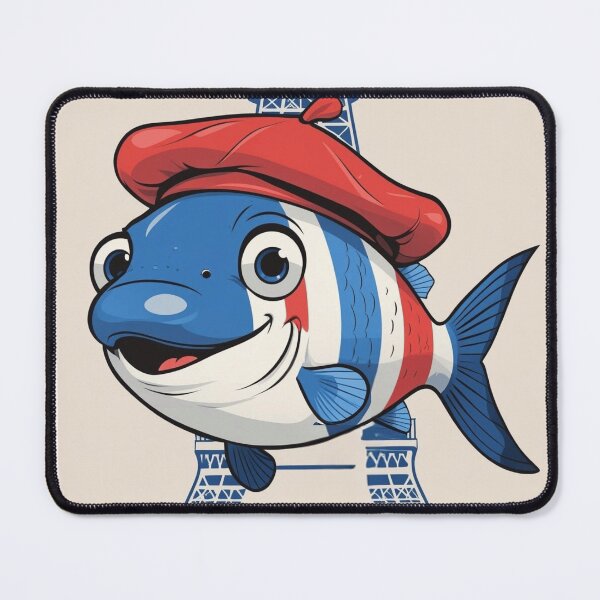 Item preview, French Flag Fish – Patriotic Cartoon with Red Beret designed and sold by DariaCraft.