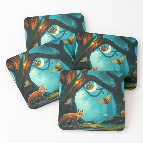 Item preview, Young fox and a magical night designed and sold by MADandSANE-MArt.
