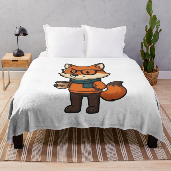 Item preview, Hipster Fox with Coffee – Stylish Fox in Glasses and Scarf Illustration designed and sold by ColorSplash123.