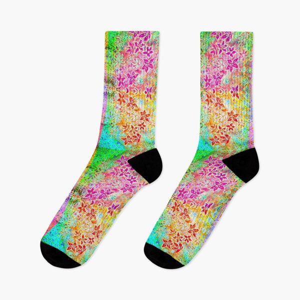 Item preview, Summer Psychedelic Technicolour Flower Spray butterfly Pattern designed and sold by TreeWyrm.