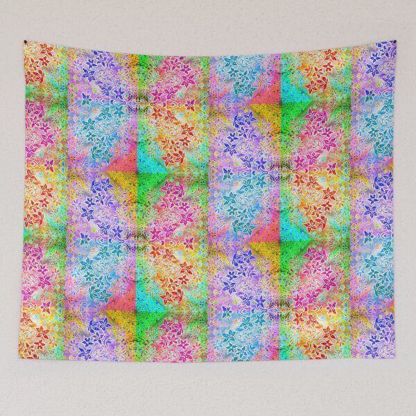 Item preview, Summer Psychedelic Technicolour Flower Spray butterfly Pattern designed and sold by TreeWyrm.